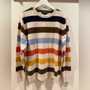 Striped j crew cashmere sweater large
